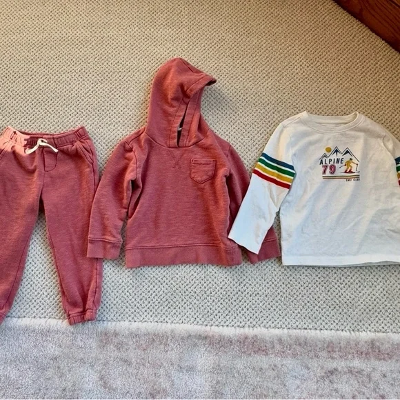 JANIE AND JACK Kids Hoodie & Sweats with Matching White Graphic Tee Set - Picture 2 of 2